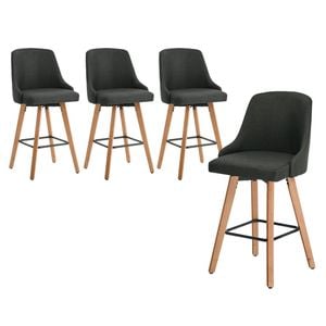 Oikiture 4x Bar Stools Swivel Wooden