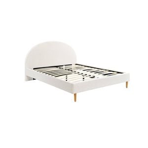 Foret Bed Frame Queen Wooden Mattress Base Arched Sleep Beds Platform Fabric