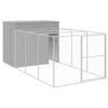 vidaXL Dog House Dog Crate Kennel with Roof and Run Light Grey Galvanised Steel 214x865x181 cm