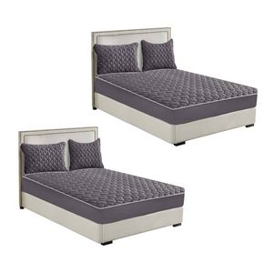 SOGA 2 Pack Grey King Clover Quilted Fleece Mattress Cover Sets with 4 Pillowcases
