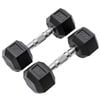 METEOR 5kg Pair Rubber Hex Dumbbells