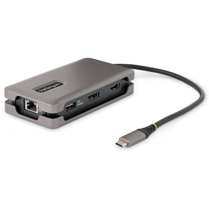 StarTech.com USB-C Multiport Adapter, 4K 60Hz HDMI/DP, 3-Port USB Hub, 100W PD Pass-Through, GbE, Mini Docking Station,