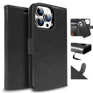 Tough On for Apple iPhone 15 Pro Case Magnetic Detachable Leather Black