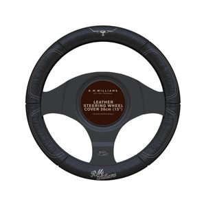 R.M.Williams 15'' Car Leather Steering Wheel Cover Black 38cm