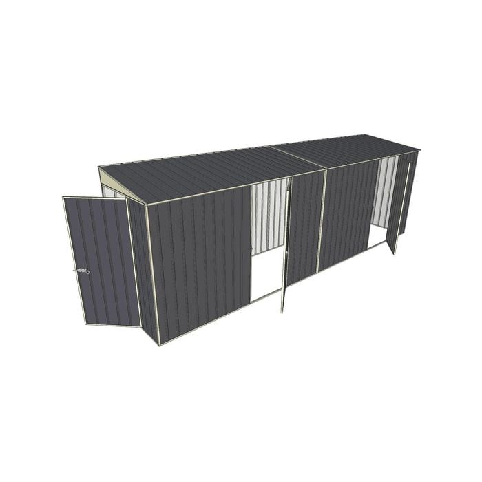 Build-A-Shed 1.2 x 6.0 x 2.0m Skillion Dual Single Hinged Side Doors Shed - Grey