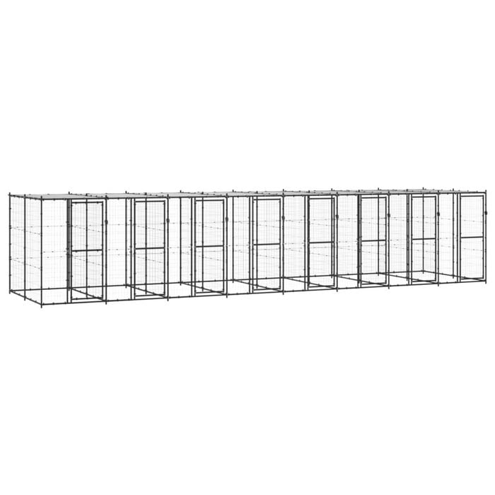 vidaXL Outdoor Dog Kennel Steel with Roof Puppy Enclosure House Pet Supply 880x220x180 cm