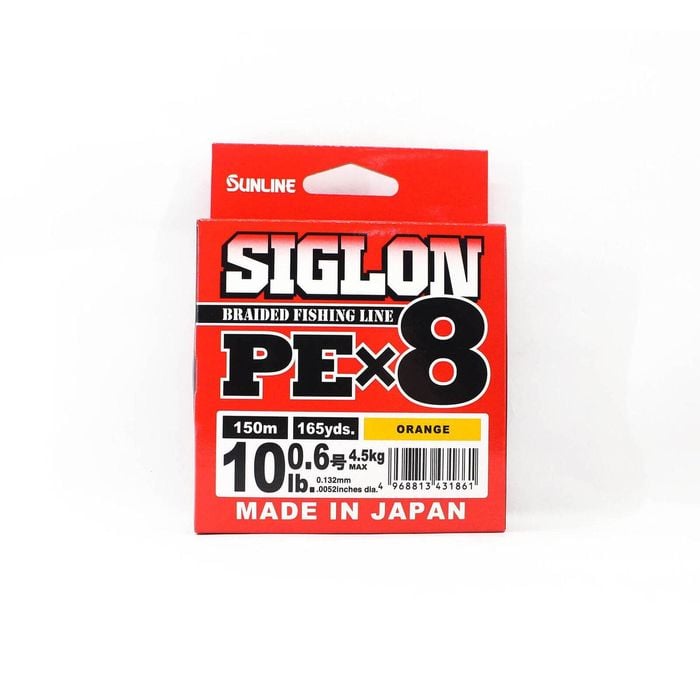Sunline Siglon PE x8 Orange Colour 150m Braid Fishing Line 10lb