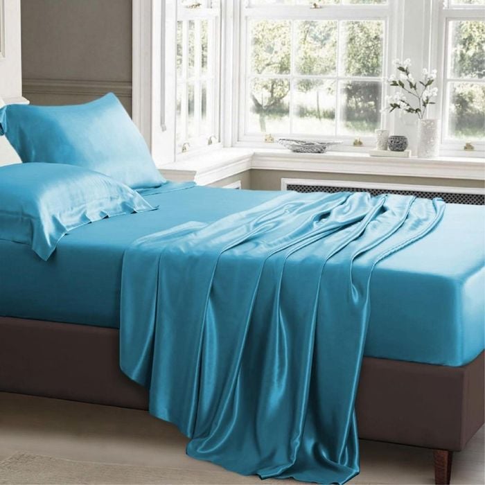 Luxor Queen Aquamarine 1000TC Silk Silky Feel Satin Sheet Set