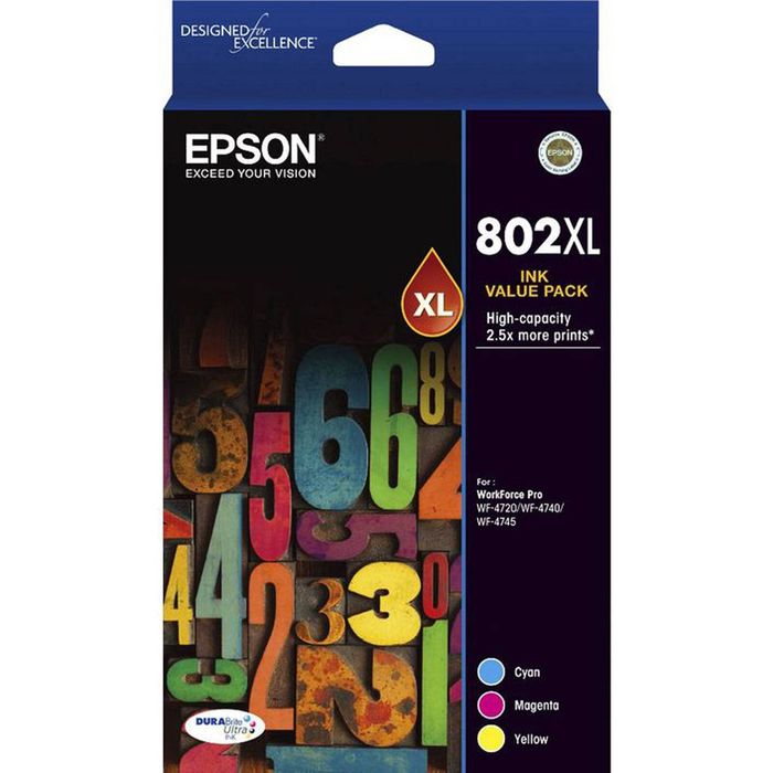 Epson GENUINE Epson 802XL 3 Colours Value Pack High Capacity Ink Cartridge T356592