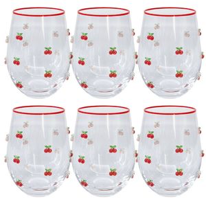 6PK Urban Kaya Cherry Stemless Wine Drinking Glass 520ml 12cm Red