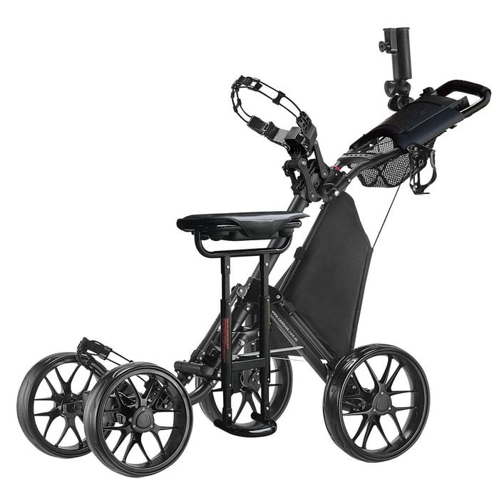 CaddyTek CaddyCruiser ONE Pro 4-Wheel Golf Buggy with Seat - Black