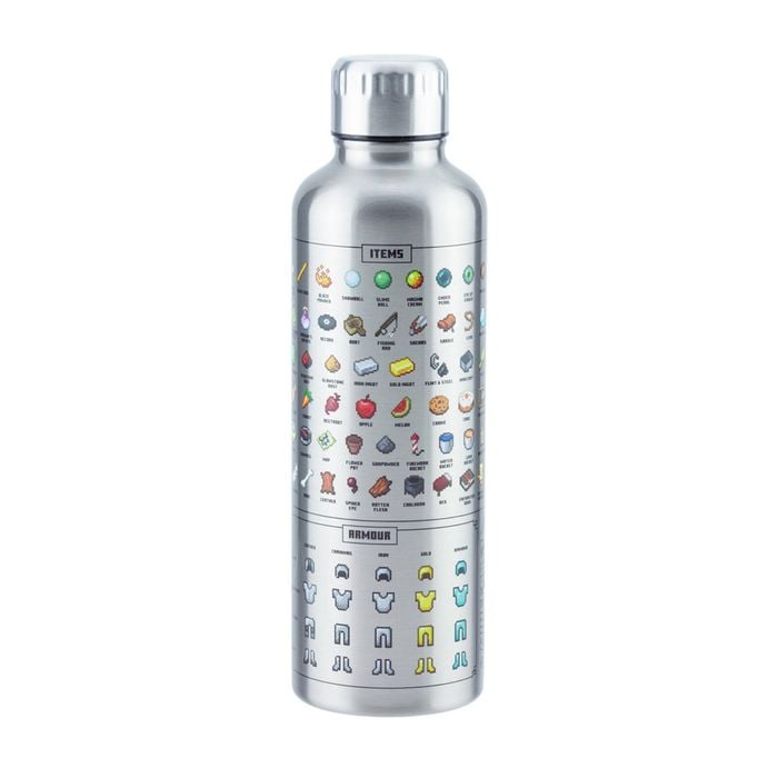 Minecraft 500ml Metal Water Bottle Double Walled - Silver