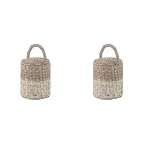 2PK Ladelle Hanoi Woven Seagrass Cylinder Floor Door Bumper/Stopper Cream
