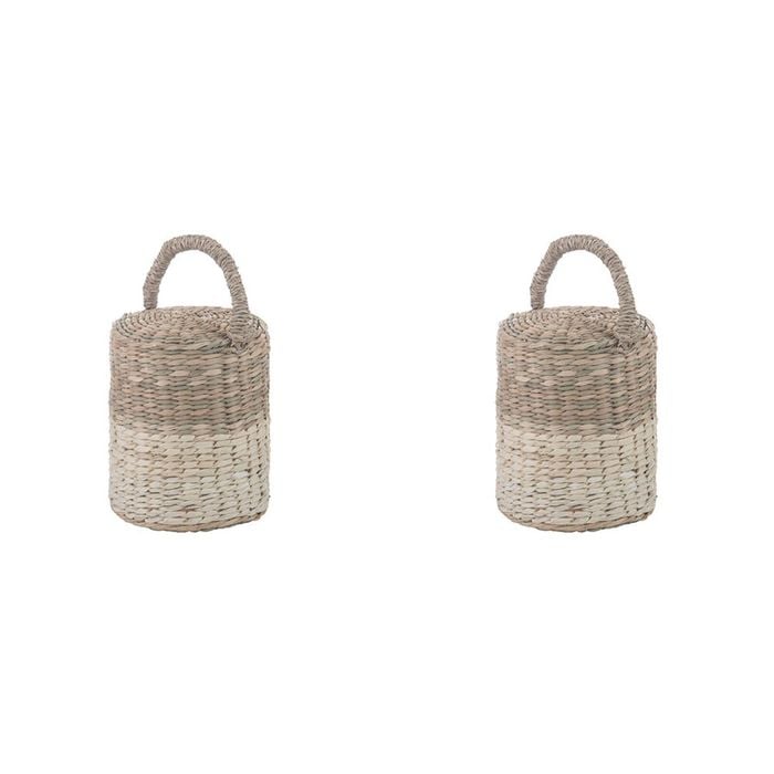 2PK Ladelle Hanoi Woven Seagrass Cylinder Floor Door Bumper/Stopper Cream