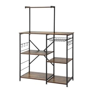 Artiss 4-tier Kitchen Rack With Pull Out Basket 6 Hooks Microwave Storage Shelf 90cm X 134cm
