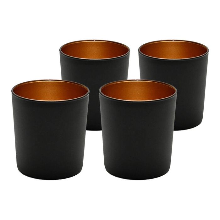 4pc Art Craft Luna Metal Tumbler Glass Set Contemporary Design 380ml Black/Gold