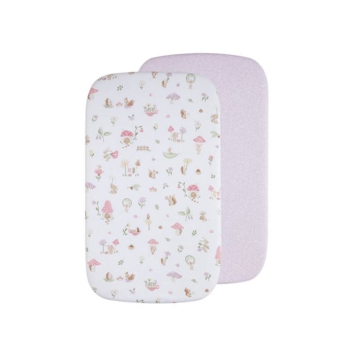 Living Textiles 2 Pack Organic Bassinet Fitted Sheet - Whimsical Wonderland