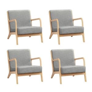 Oikiture 4X Armchair Lounge Chair Accent Armchairs Couches Sofa Wood Light Grey
