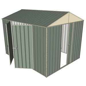 Build-a-Shed 2.3 x 3.0 x 2.3m Front Gable Single Sliding Door and Double Hinged Door Shed - Green