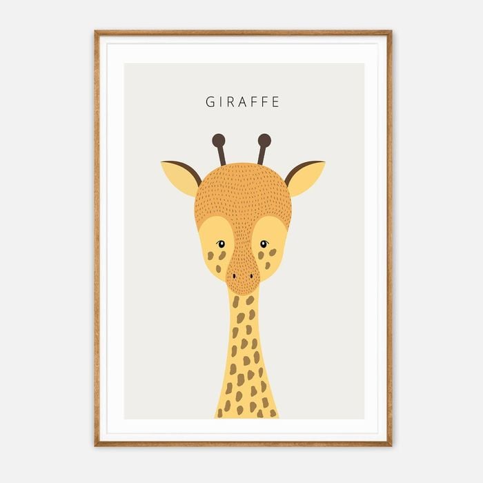 Galrie Charming Minimalist Giraffe Art Print - Modern Animal Decor for Kids' Rooms, Wood Frame, A4 21 x 30cm (8 x 12inch)
