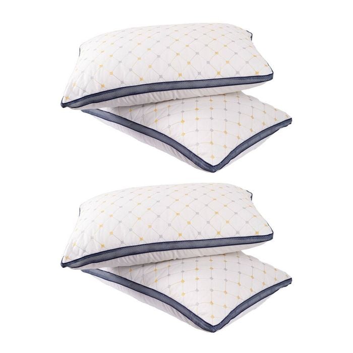 2x 2pc Royal Comfort Luxury Chiro Comfort Air Mesh Pillow 50x75cm - White/Blue