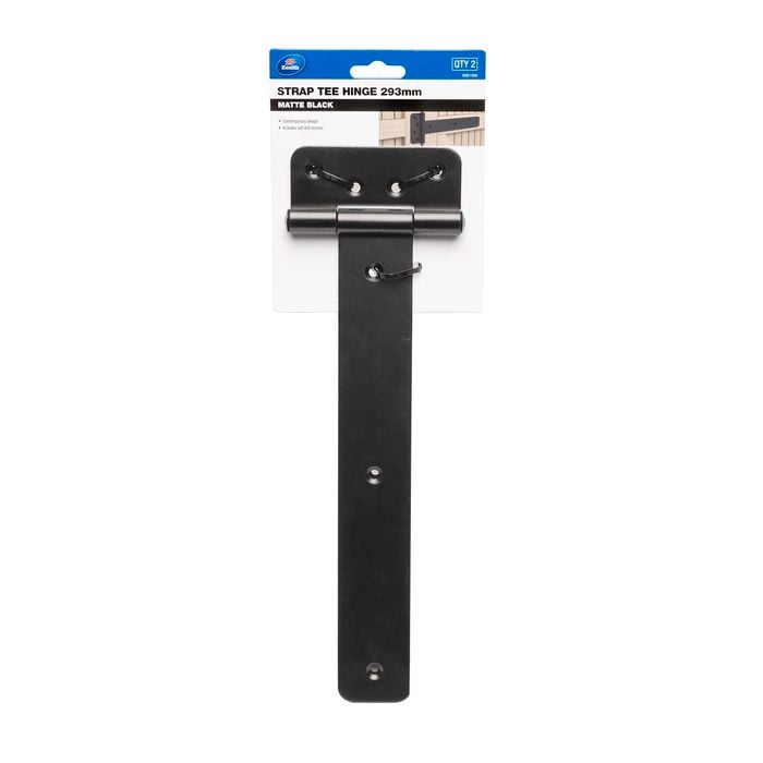 Zenith 293mm Matte Black Strap Tee Hinge - 2 Pack