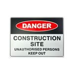 Brutus 600 x 450mm Danger Construction Site Unauthorised Persons Keep Out Plastic Sign