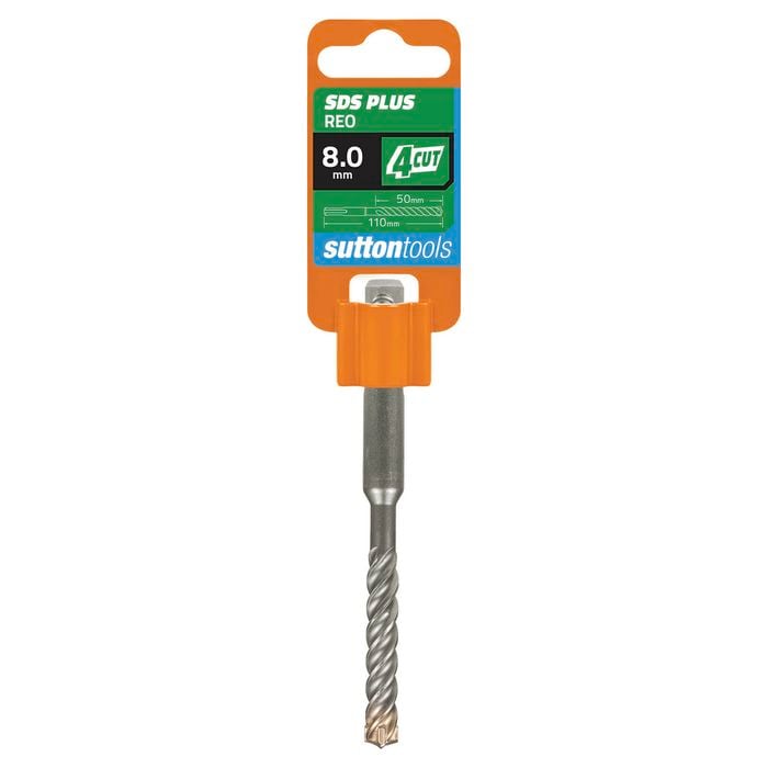 Sutton Tools 8.0 x 110mm 4 Cut SDS Plus Masonry Drill Bit