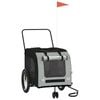 vidaXL Pet Bike Trailer Dog Stroller Black and Grey Oxford Fabric and Iron