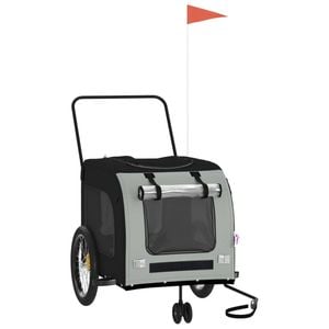 vidaXL Pet Bike Trailer Dog Stroller Black and Grey Oxford Fabric and Iron