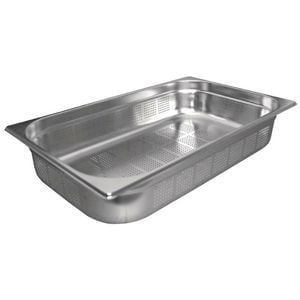 Vogue Gastronorm Tray Perforated Stainless Steel 1/1 100mm Deep Commercial Food Pan
