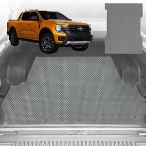 6D Diamond Ute Tub Mat for Ford Ranger Wildtrack Dual Cab 2022-Current (With Factory Plastic Tub Liner) - Grey