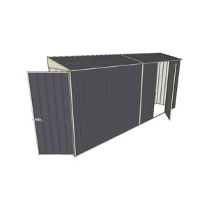 Build-a-Shed 0.8 x 4.5 x 2m Hinged Door Tunnel Shed with Single Hinged Side Door - Grey