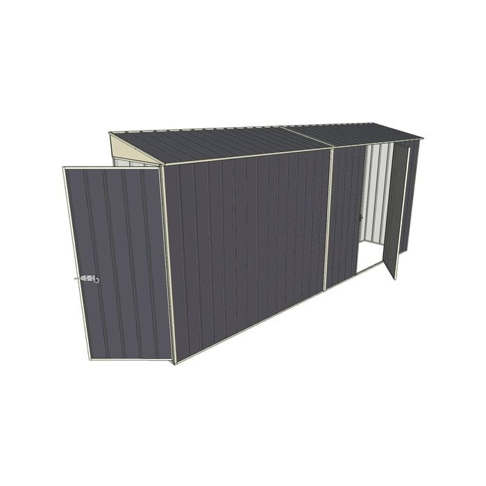 Build-a-Shed 0.8 x 4.5 x 2m Hinged Door Tunnel Shed with Single Hinged Side Door - Grey