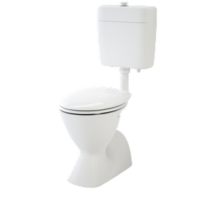 Caroma White S Trap Cosmo Care Toilet Suite with Double Flap Seat