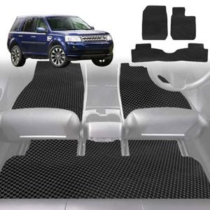 6D Diamond Car Floor Mats for Land Rover Freelander (Series 2)2007-2014-Full Set-Black-Outback GT