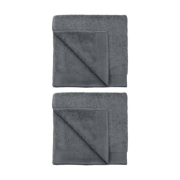 2PK Bambury Elvire 600gsm Soft Absorbent Cotton Bath Towel 68x137cm Grey