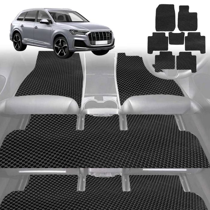 6D Diamond Car Floor Mats for Audi Q7 SQ7 2005-2015-Ultimate Set-Black-Outback GT