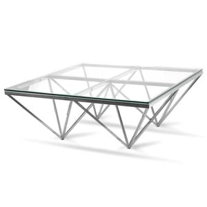 Elegant Collections Silver Clear Pyramid Coffee Table