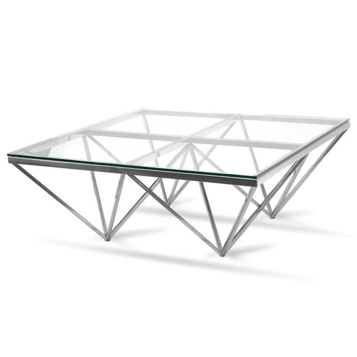 Elegant Collections Silver Clear Pyramid Coffee Table