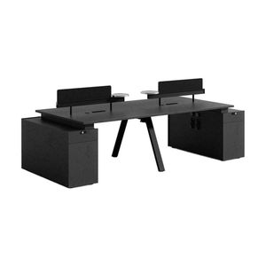 Modern Office Furniture Dolan 4 Seater Workstation 2.4mx2.8mx0.75m - Black