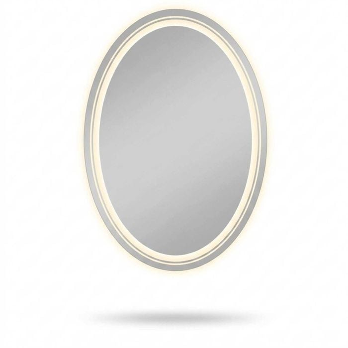 P&p Silver Oval Led Bathroom Mirror Front Backlit Anti Fog Touch Control