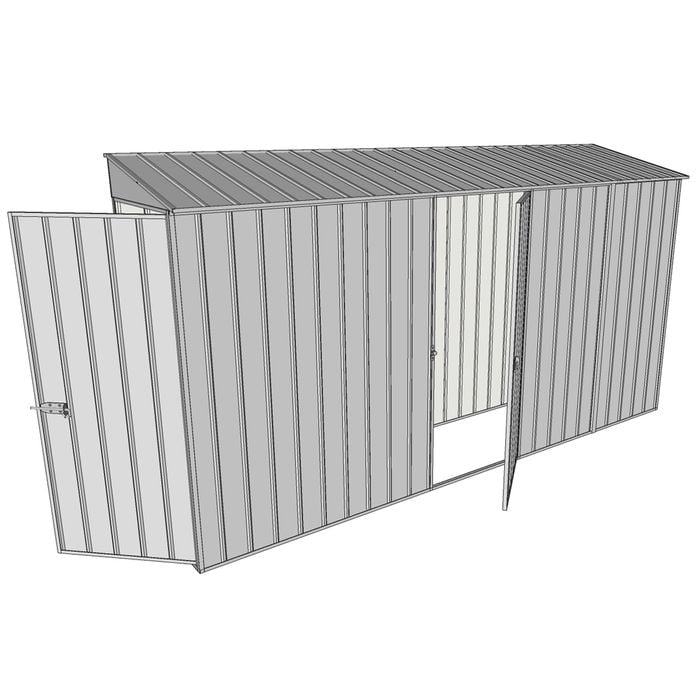 Build-a-Shed 0.8 x 3.7 x 2m Hinged Door Tunnel Shed With Single Hinged Side Door - Zinc