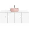 CIBO 1200mm White Mornington Wall Hung Vanity With Pink Basin And White Handles