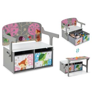 Costway Kids Convertible Table Set Children Table & Chair Set w/Drawer Grey