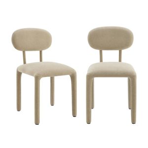 Sophie Dining Chairs Full Upholstered Set Of 2 Natural Beige