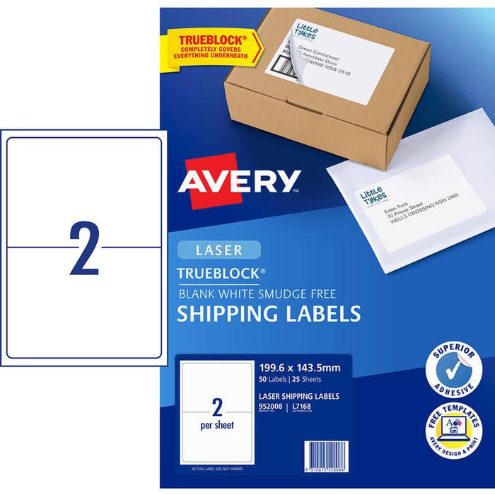 Avery Laser Shipping Labels (50pcs) (Blank White)