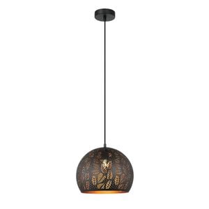 Cla Lighting Botanica Bohemian Embossed Dome Shape Pendant Light Black