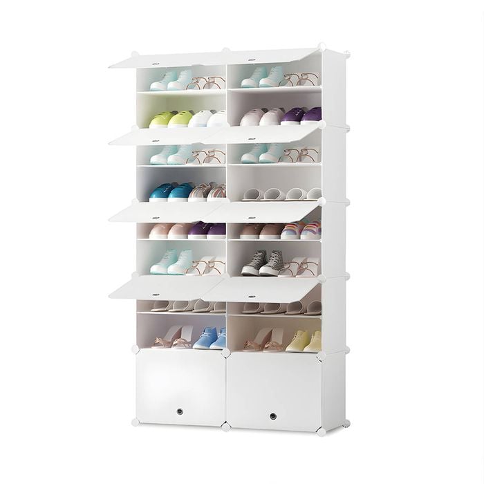 SOGA 9 Tier 2 Column Shoe Rack White
