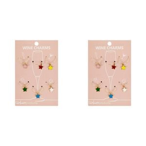 2x 6pc Urban Stars 4cm Metal/Enamel Wine Charms